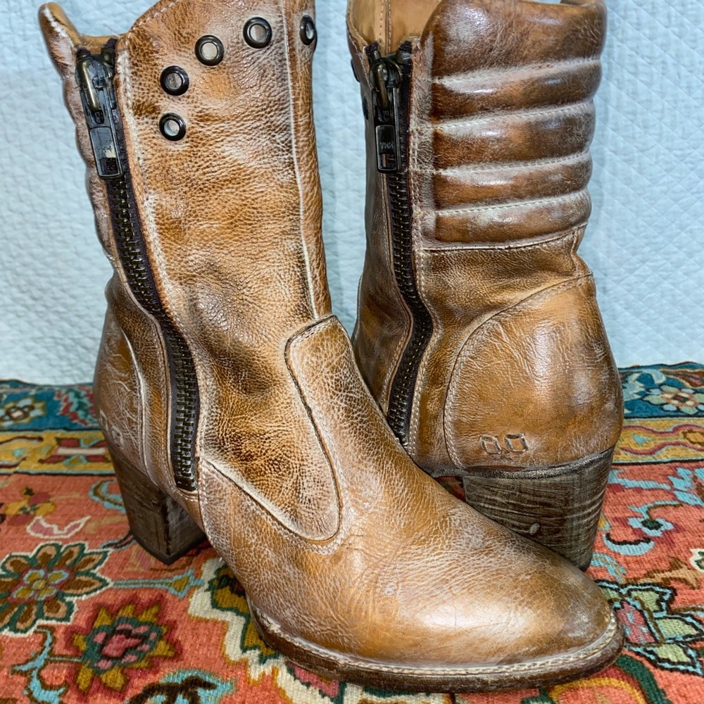 Distressed multi toned leather festival boots